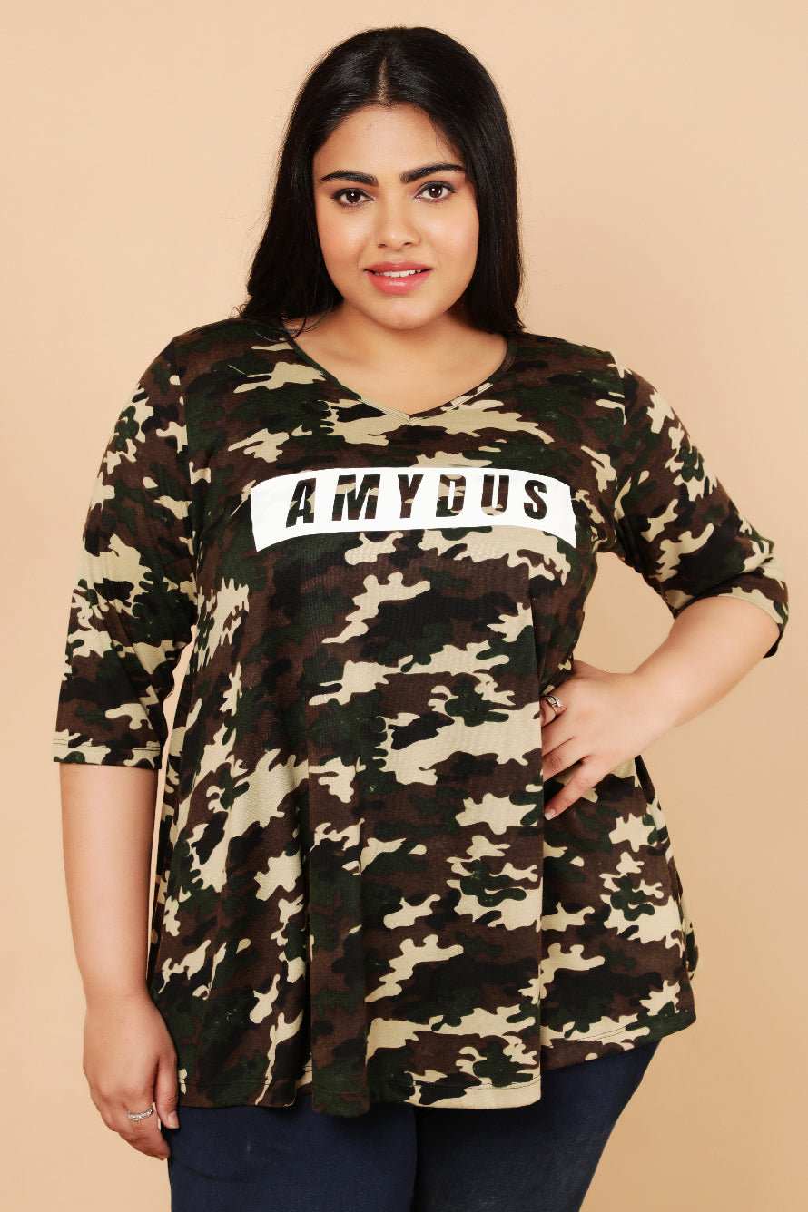Plus Size Army Print t Shirt Military Print T- Shirts For