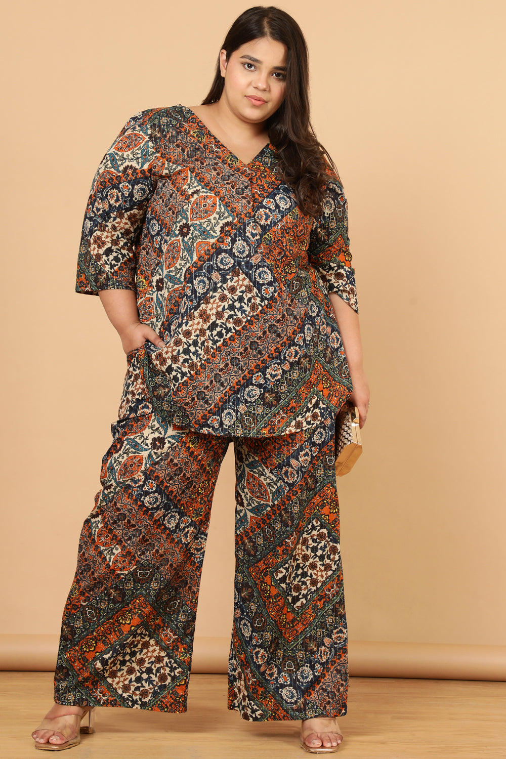 Buy Plus Size Ethnic Print Cotton Top