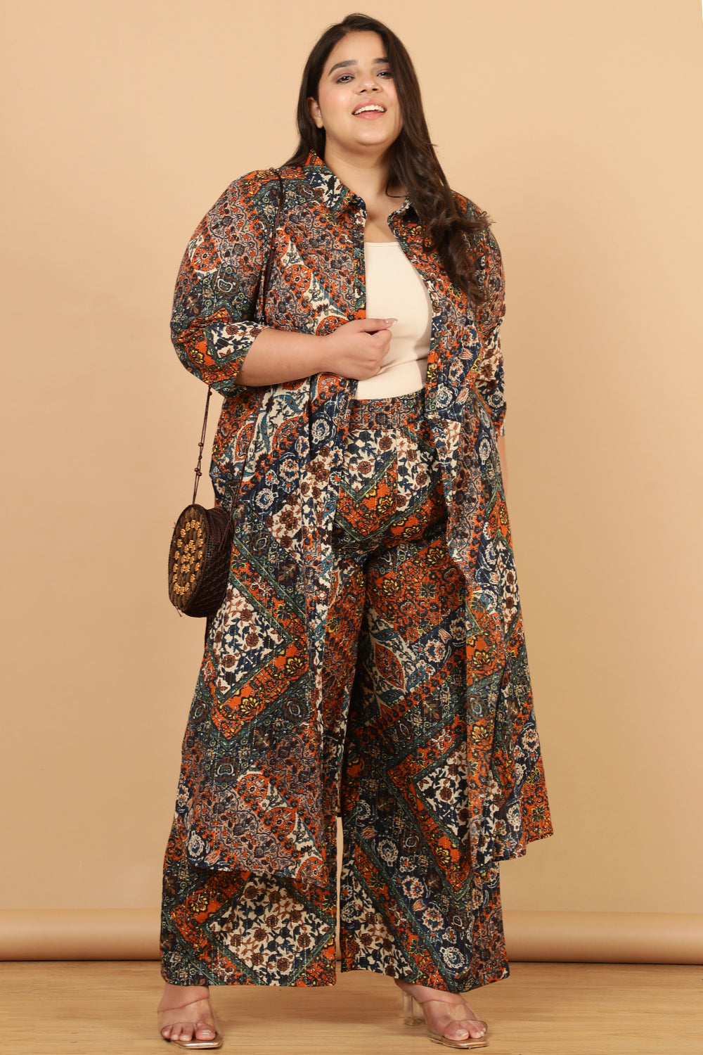 Buy Ethnic Print Cotton Kurta Shrug