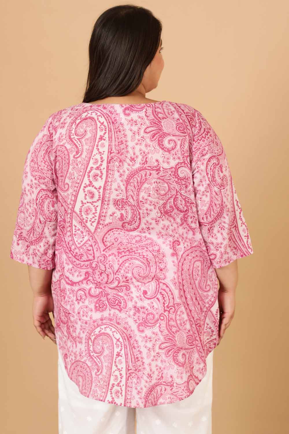 Pink Paisley Print Cotton Top
