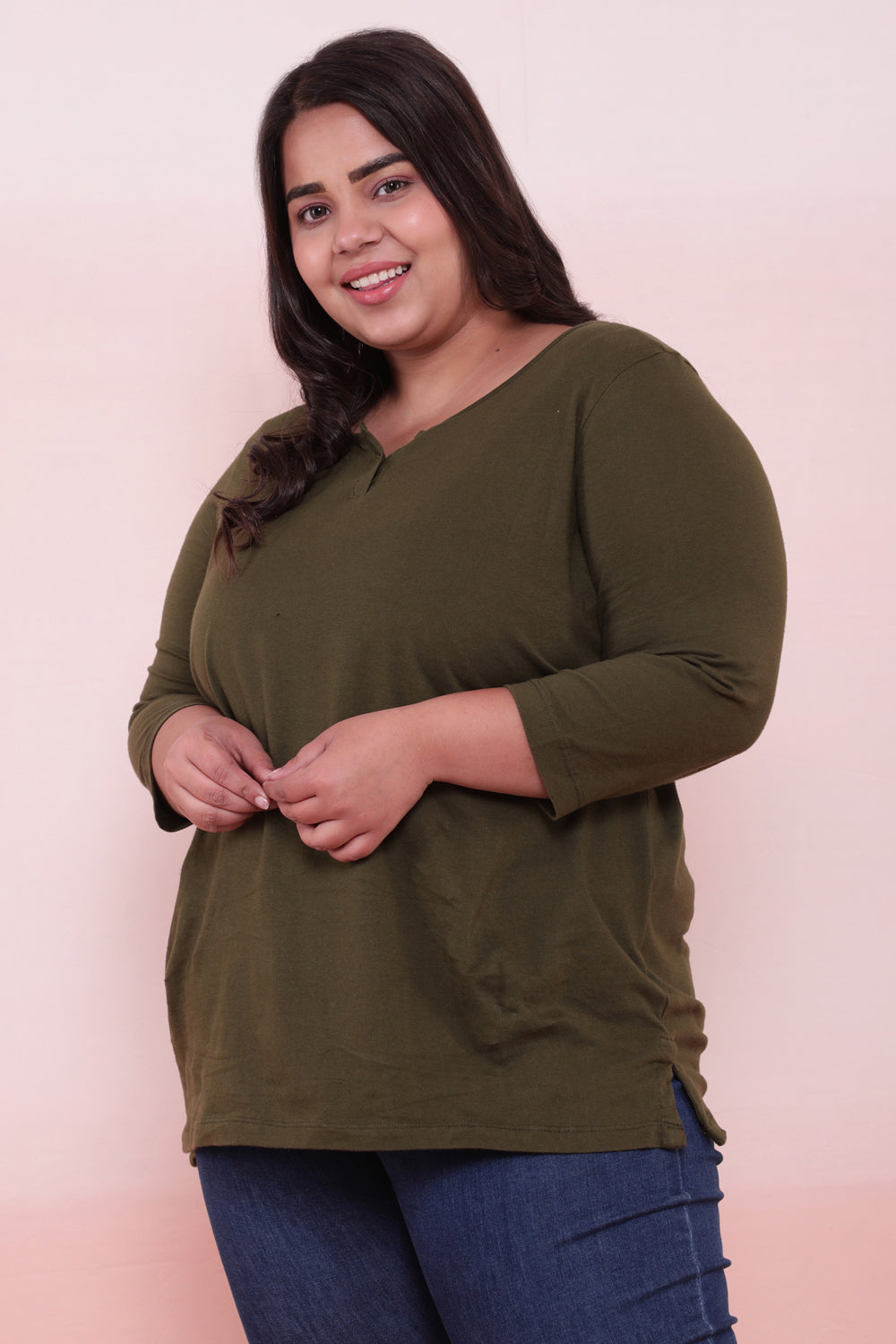 Olive Henley Tshirt for Women
