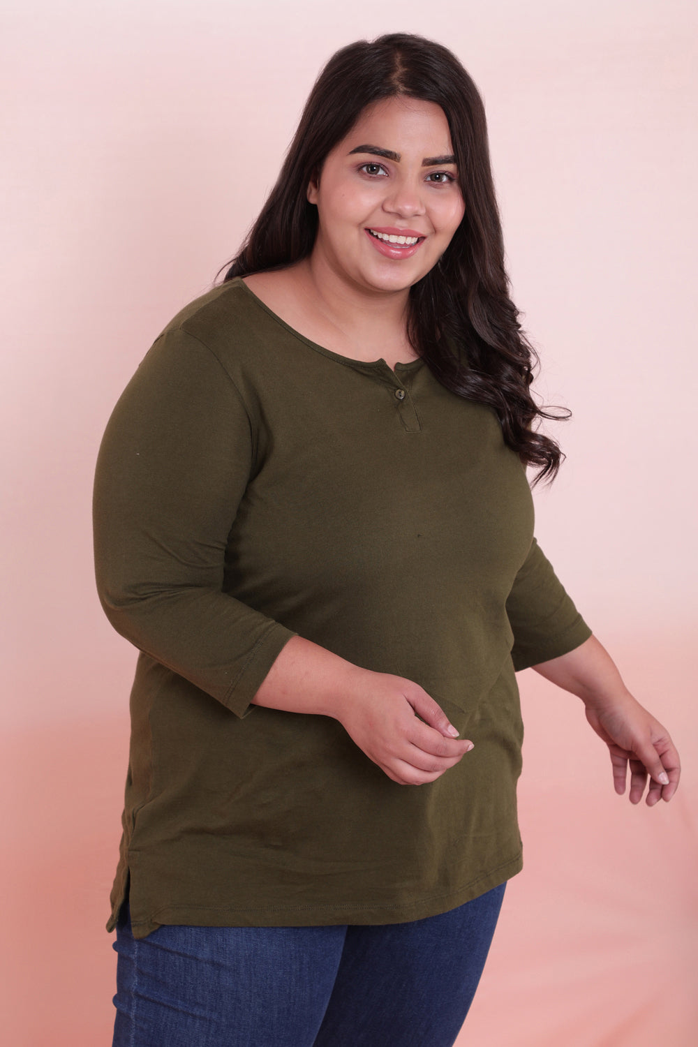 Comfortable Olive Henley Tshirt