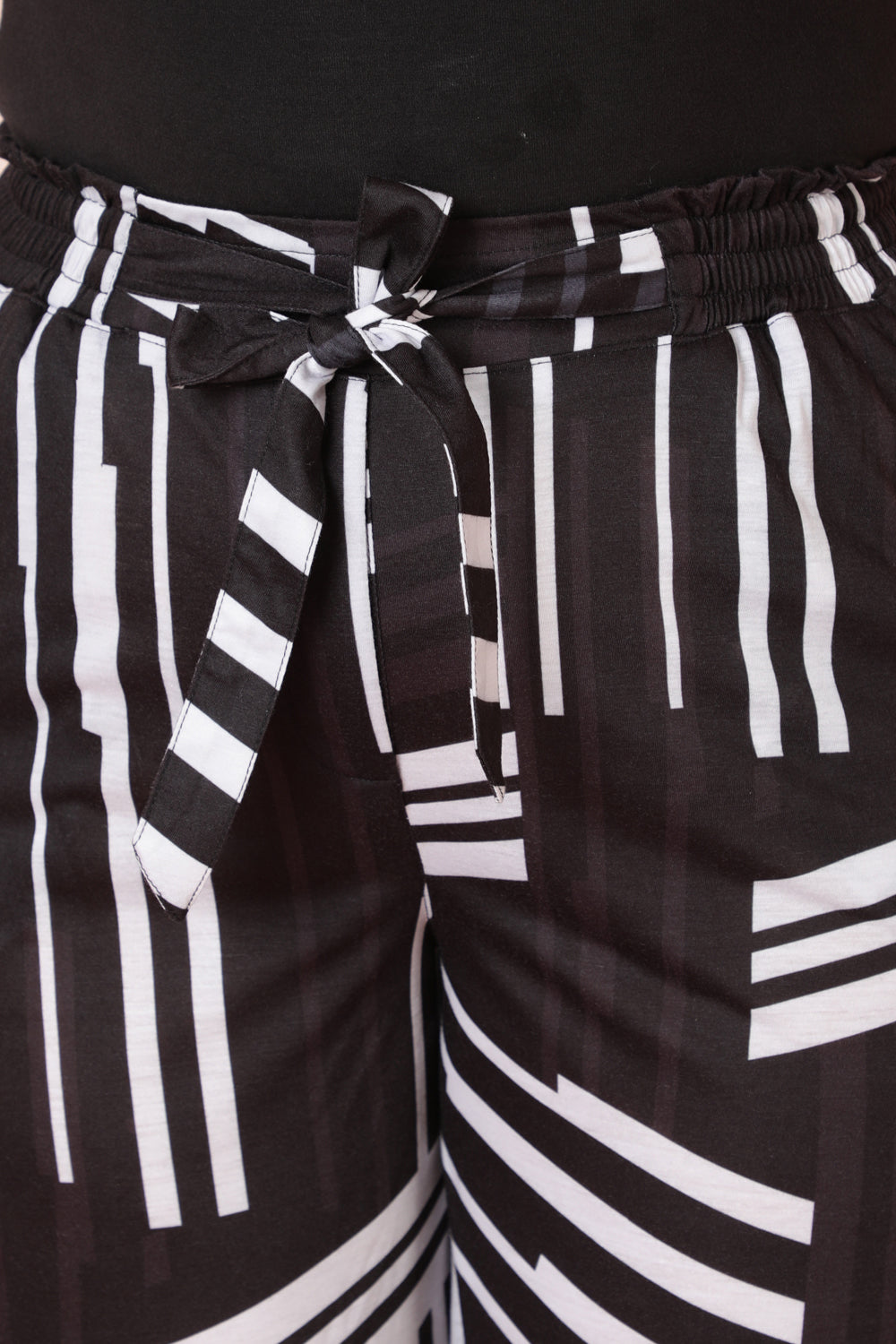Plus Size Monochrome Black Printed Coord Set for Women