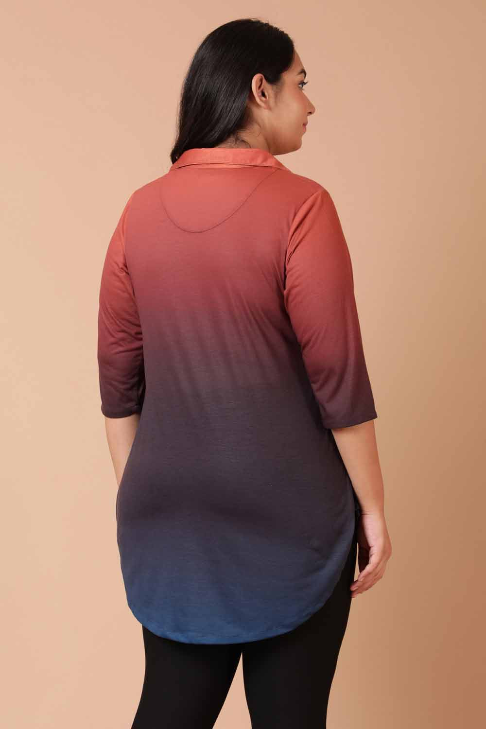 Comfortable Rust Midnight Ombre Centre Pleat Top
