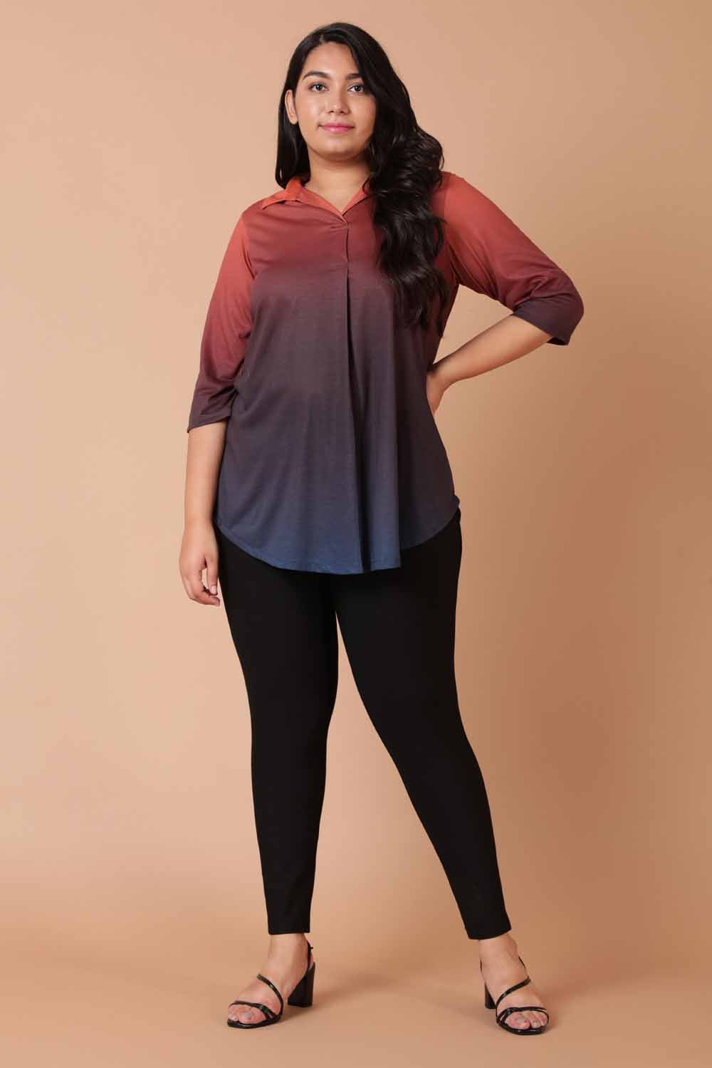 Buy Rust Midnight Ombre Centre Pleat Top