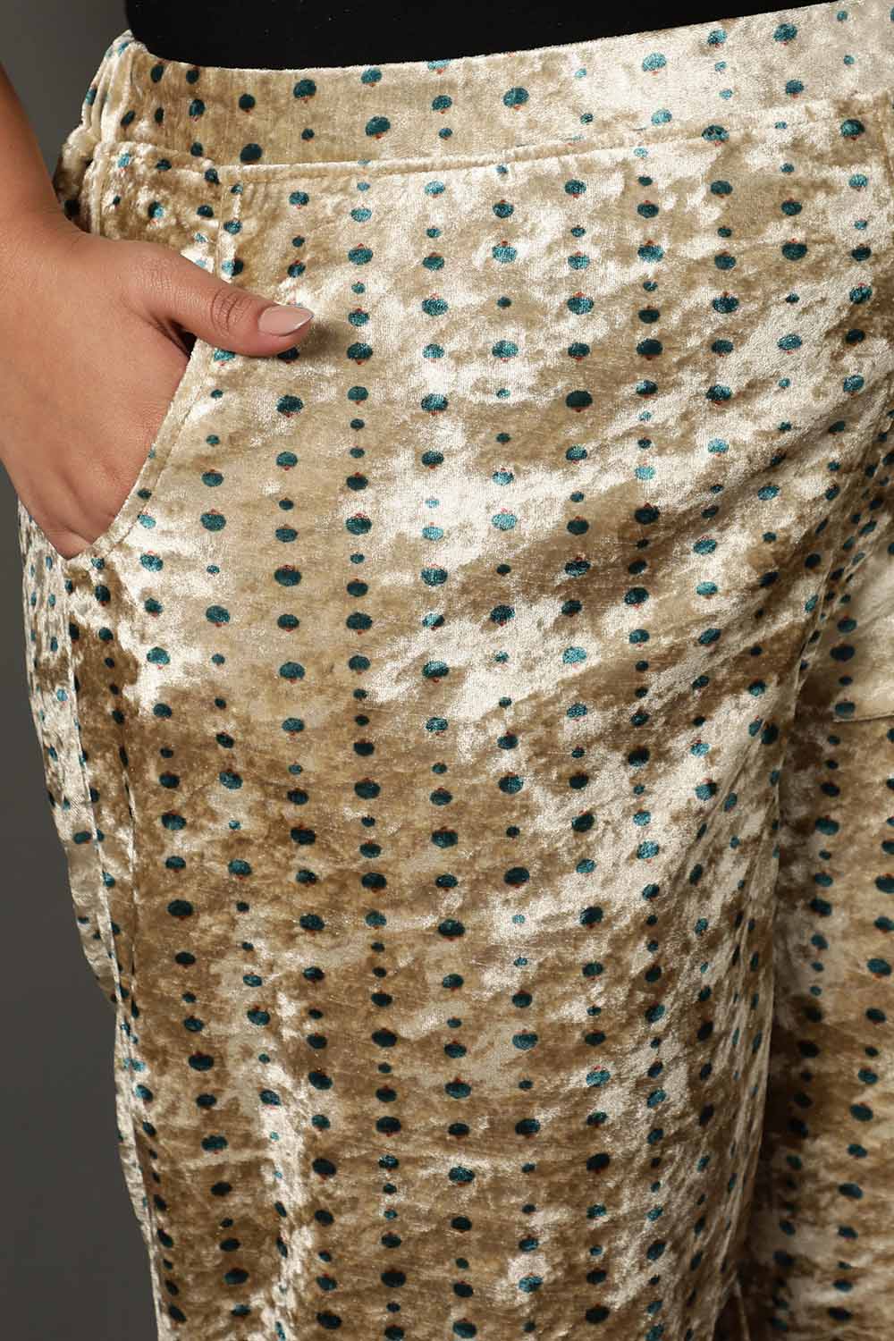 Comfortable Floral Ethnic Print Velvet Pant
