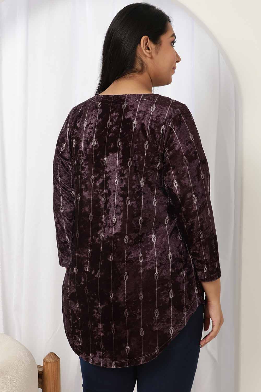 Purple V Neck Velvet Top