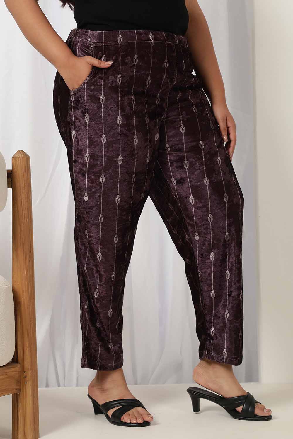 Purple Velvet Pant for Women