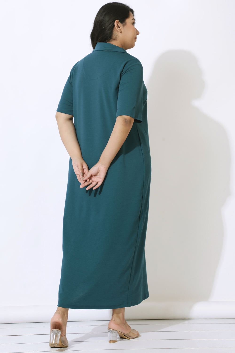 Comfortable Plus Size Emerald Side Slit Long Dress