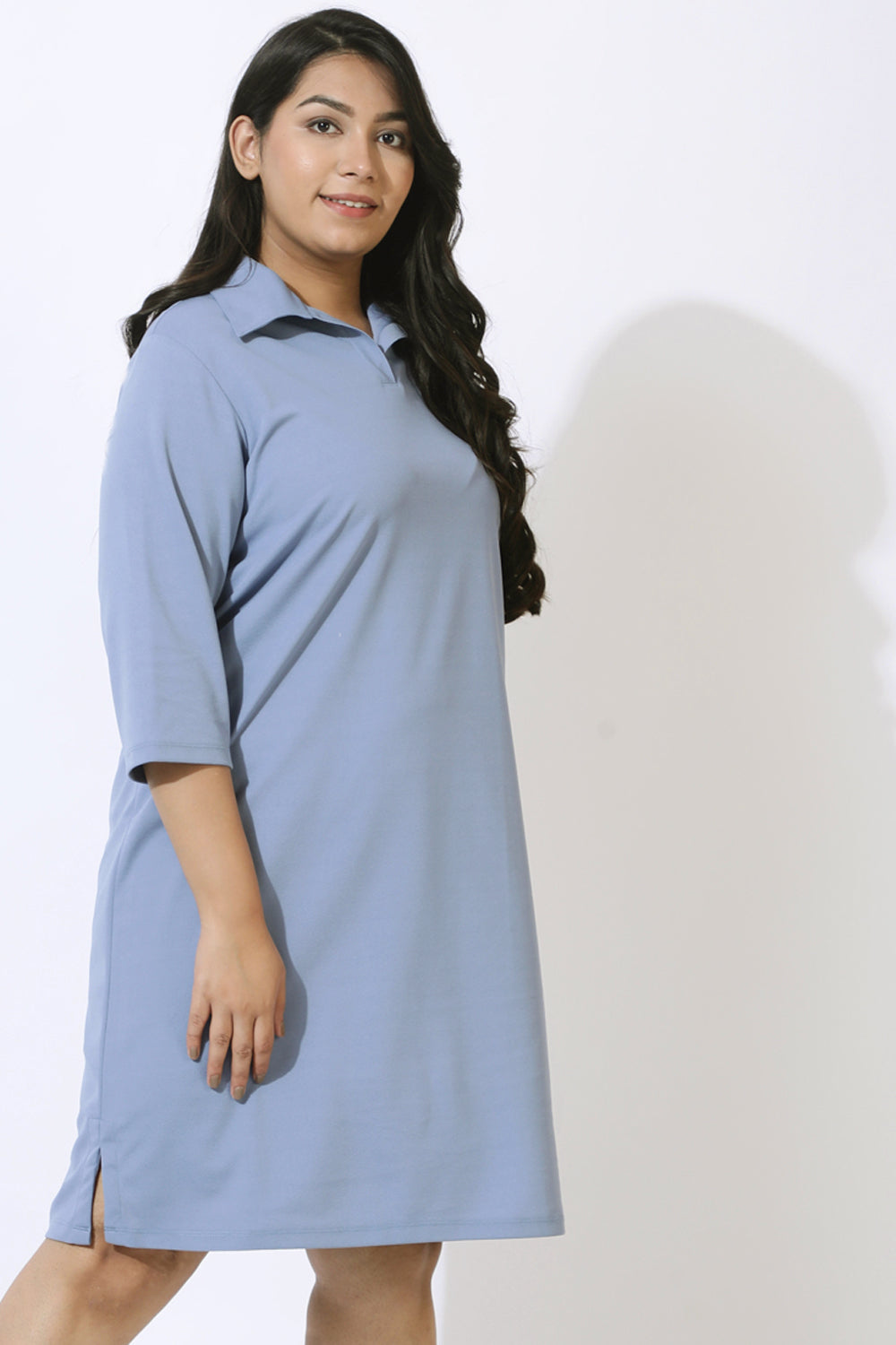 Plus Size Denim Blue Polo Dress