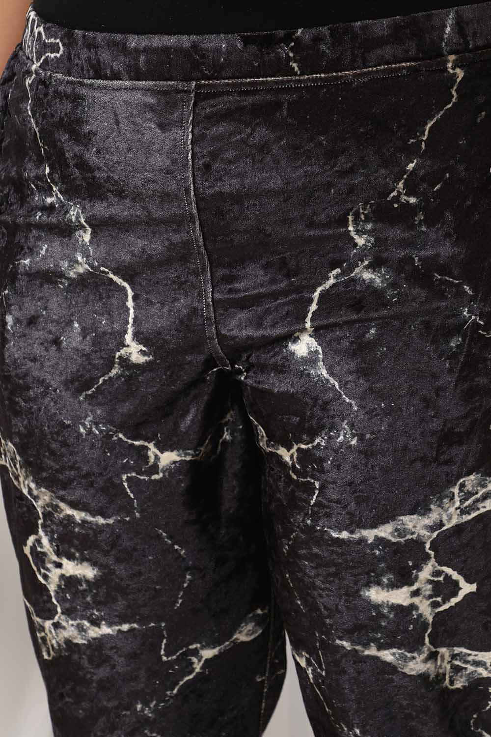Comfortable Black Marble Velvet Pant