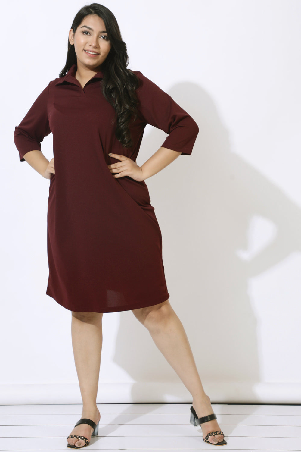 Buy Plus Size Wine Polo Dress