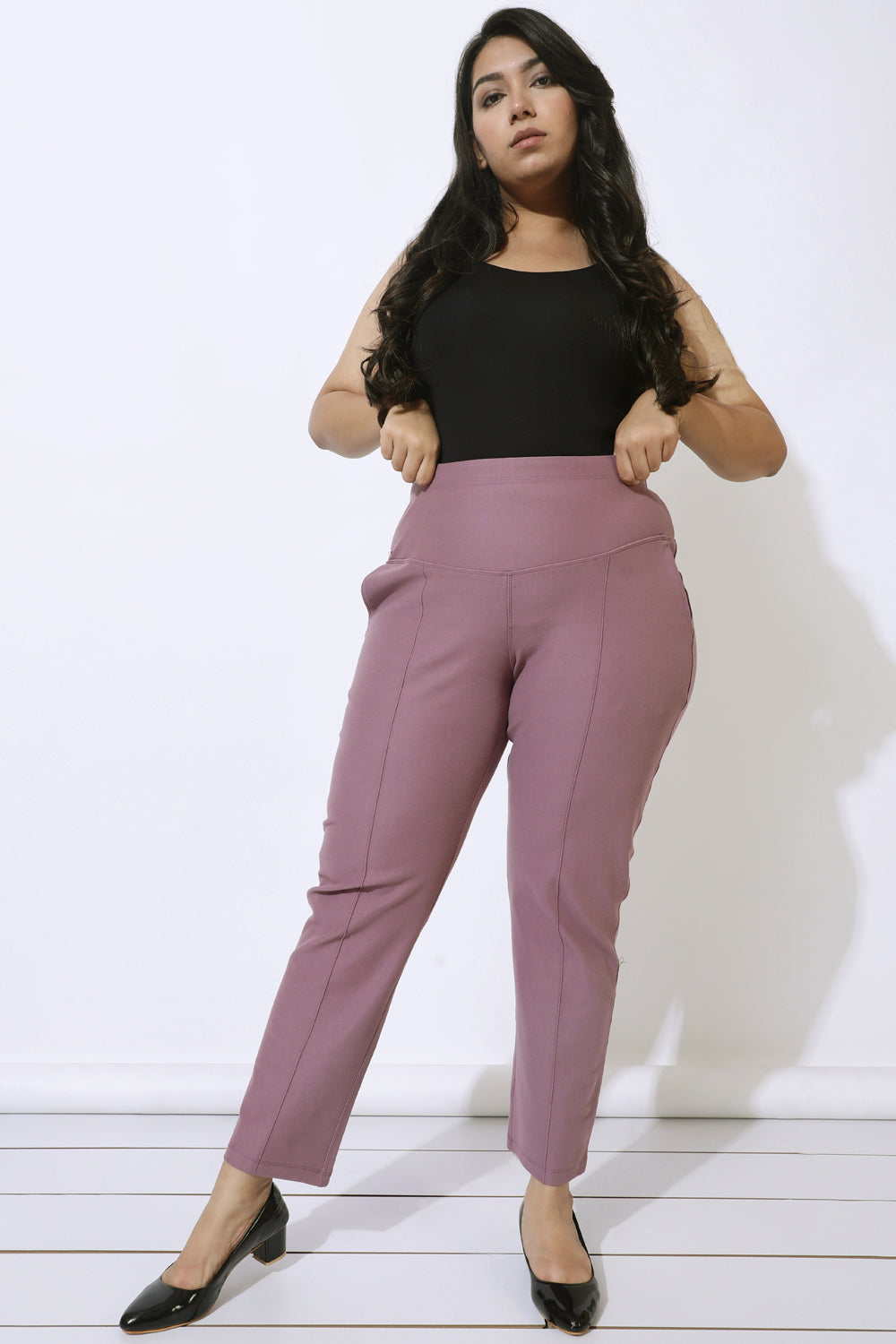 Dusty Lilac Crease Seam Tummy Tucker Pants