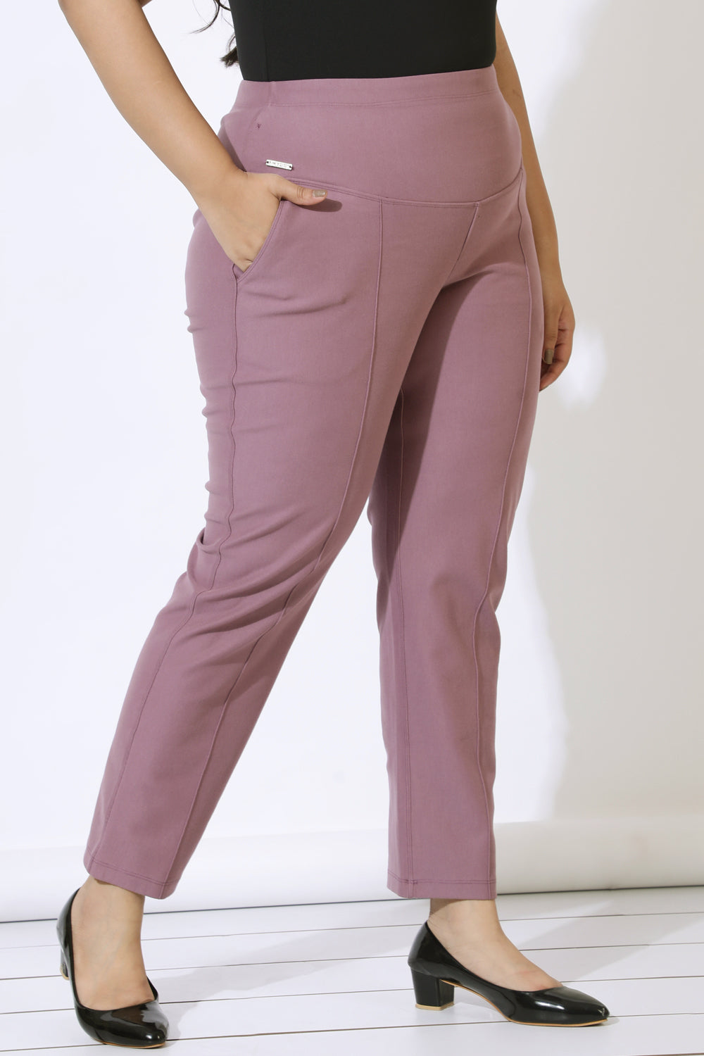 Dusty Lilac Crease Seam Tummy Tucker Pants