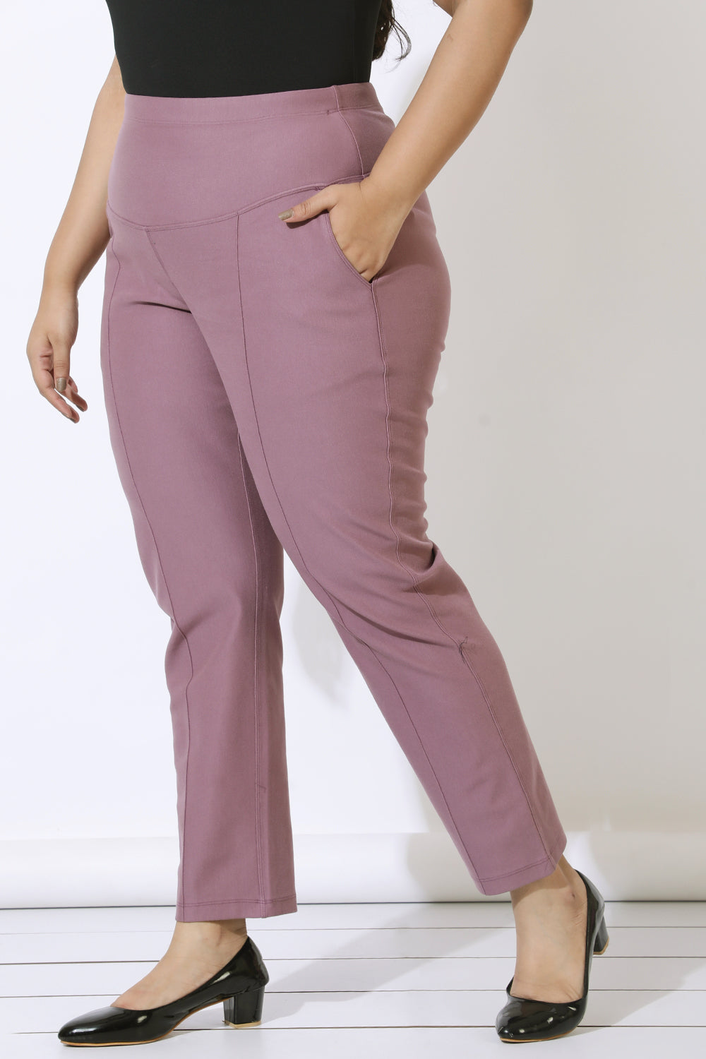 Dusty Lilac Crease Seam Tummy Tucker Pants