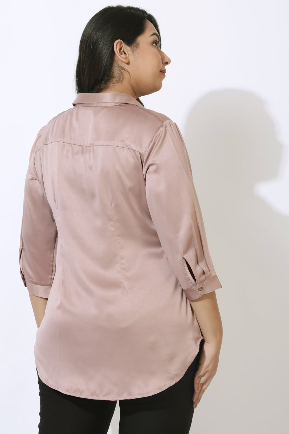 Plus Size Rose Satin Shirt