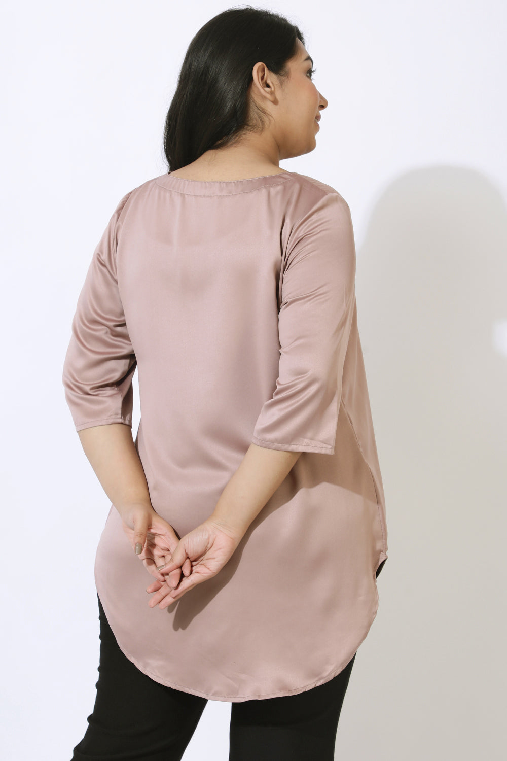 Plus Size Rose Satin Centre Pleat Top