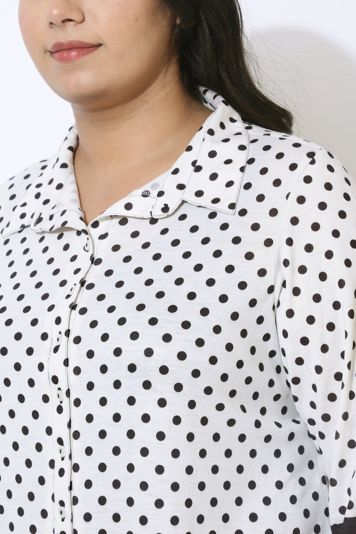 Comfortable Plus Size Black Luxe Polka Stripes Coord Set