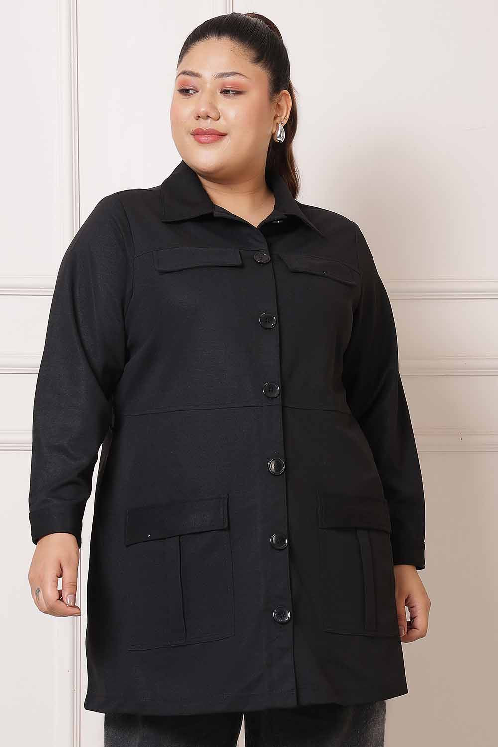 Buy Plus Size Black Shacket