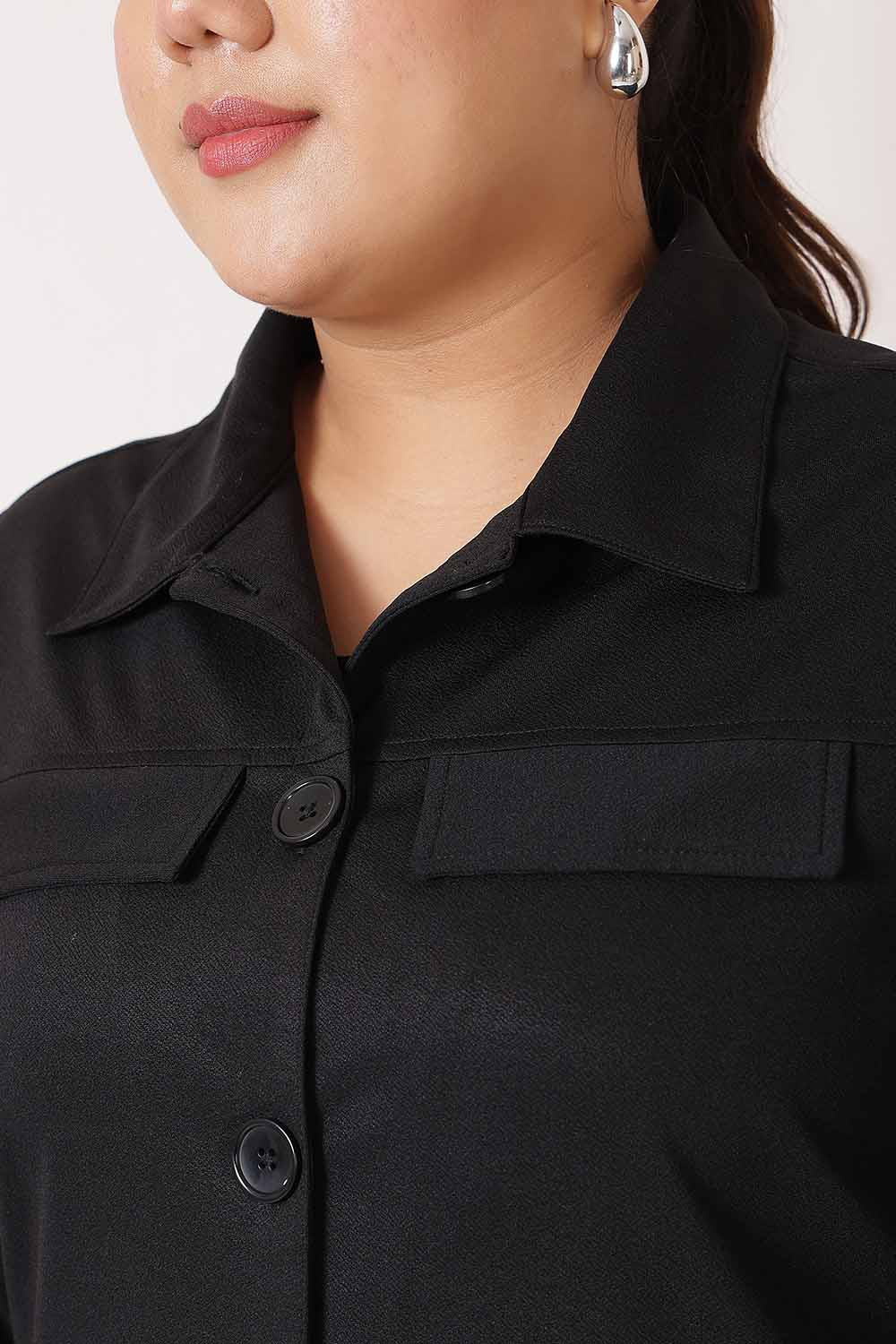 Plus Size Black Shacket