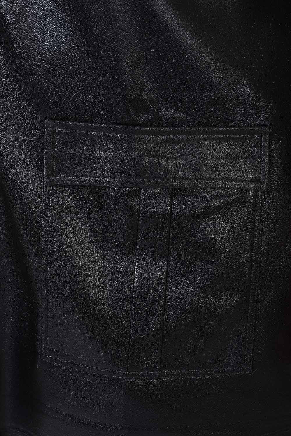 Plus Size Cruelty Free Black Leather Shacket