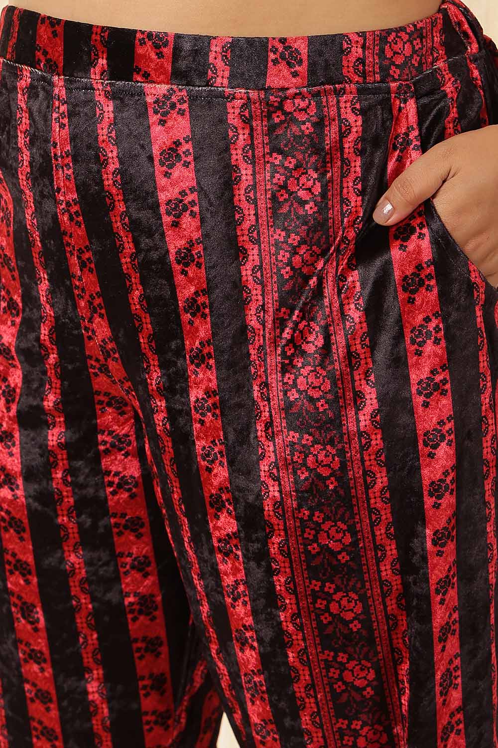 Plus Size Black Red Velvet Coord Set