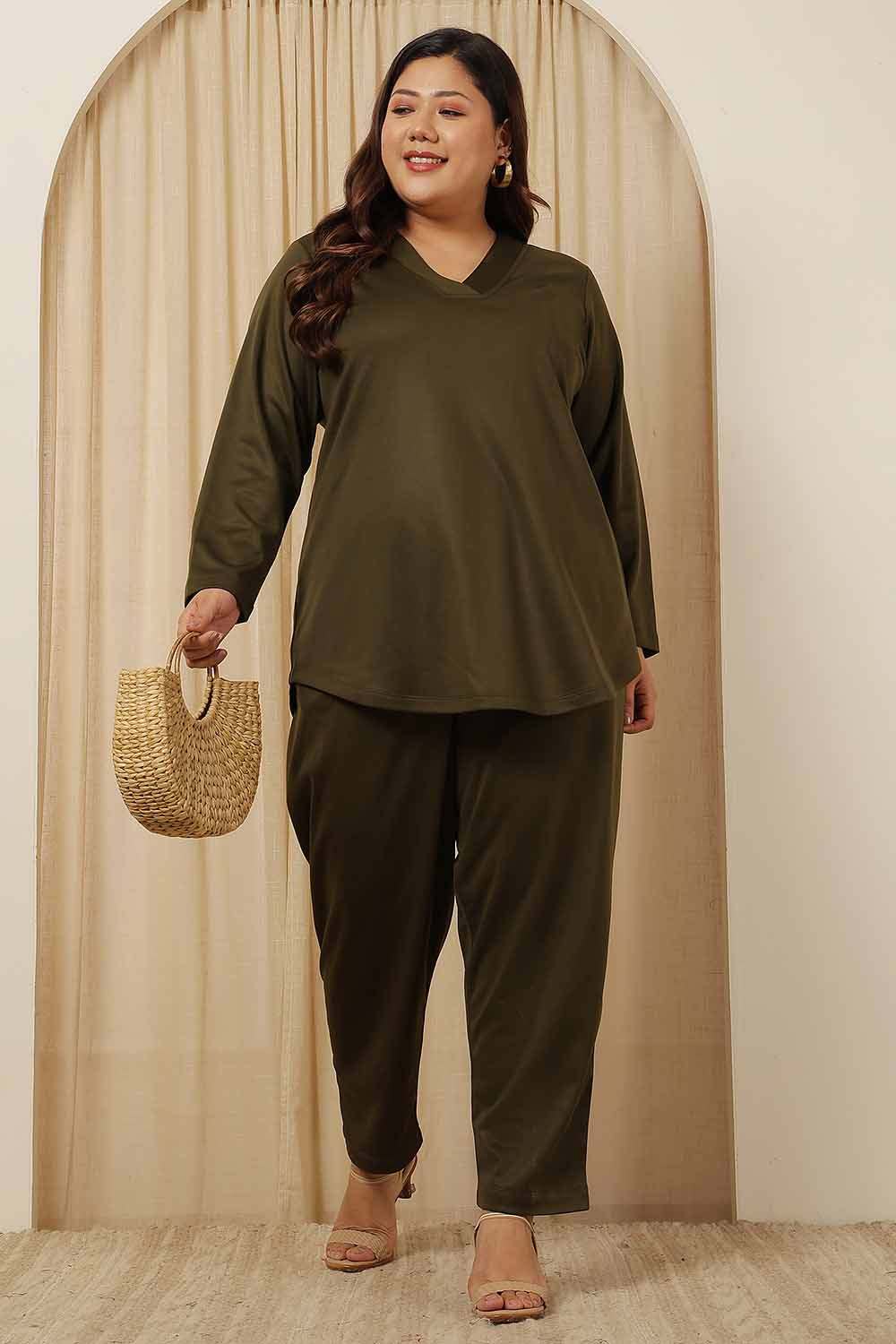 Plus Size Olive Fleece Coord Set