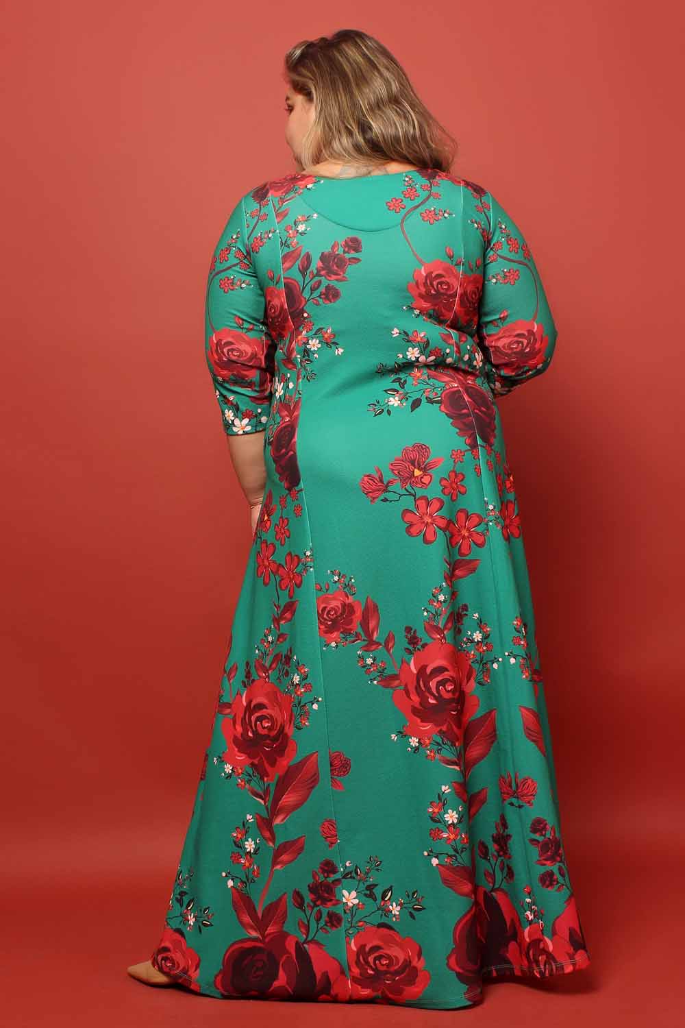 Ditsy Green Red Floral Dress for Women
