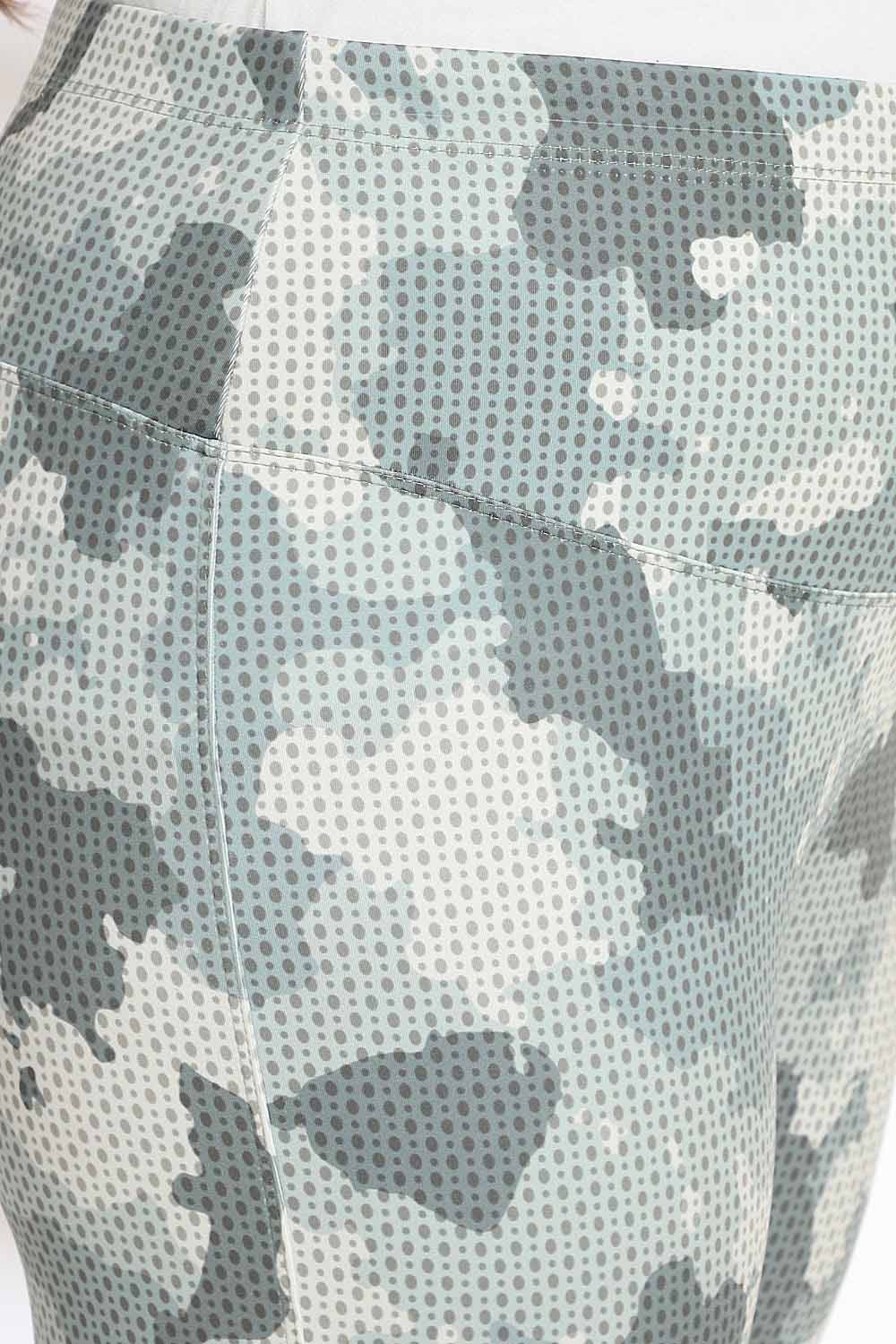 Plus Size Olive Beige Camouflage Tummy Shaper Printed Leggings