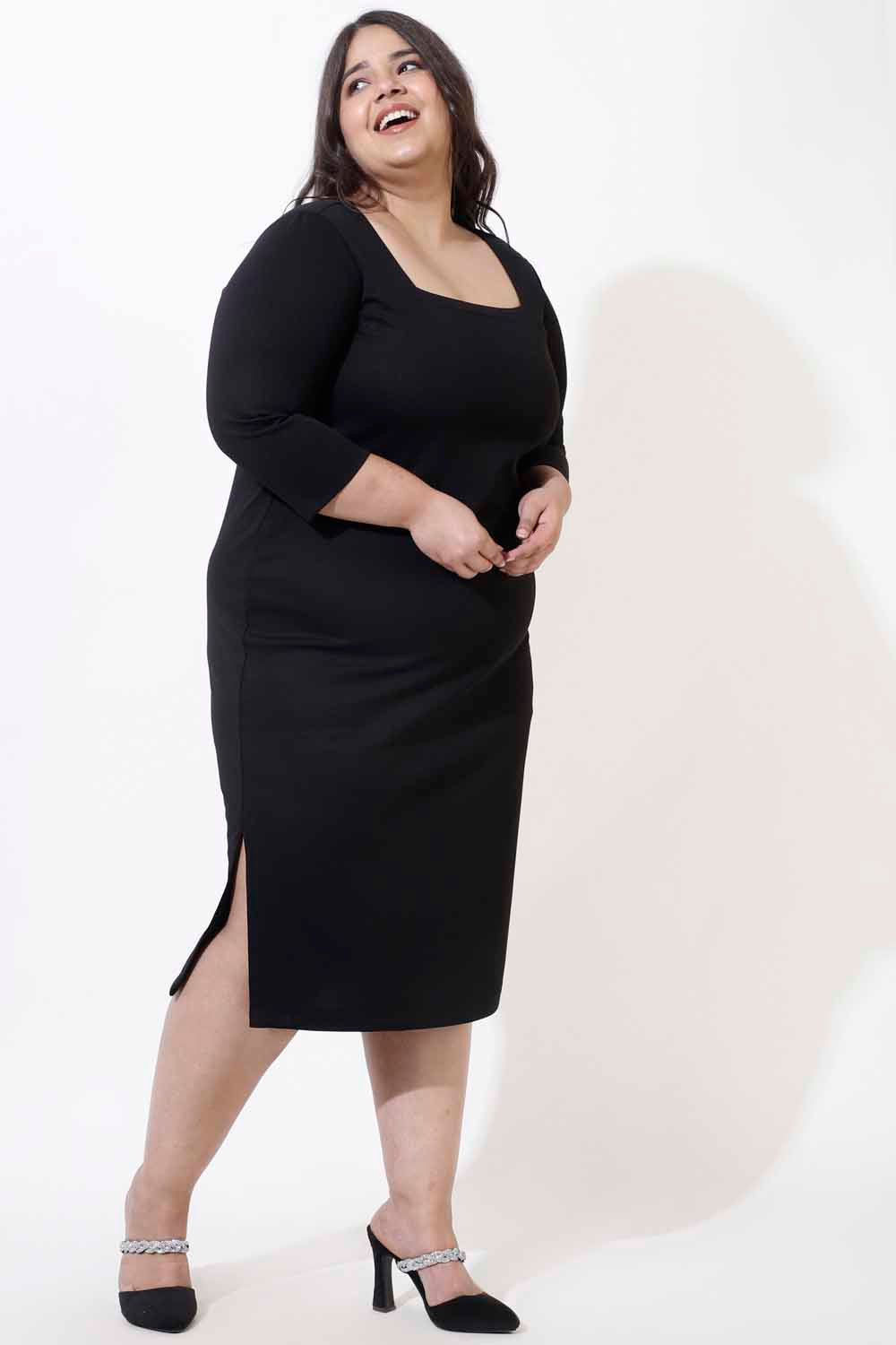 Buy Plus Size Black Bodycon Dress