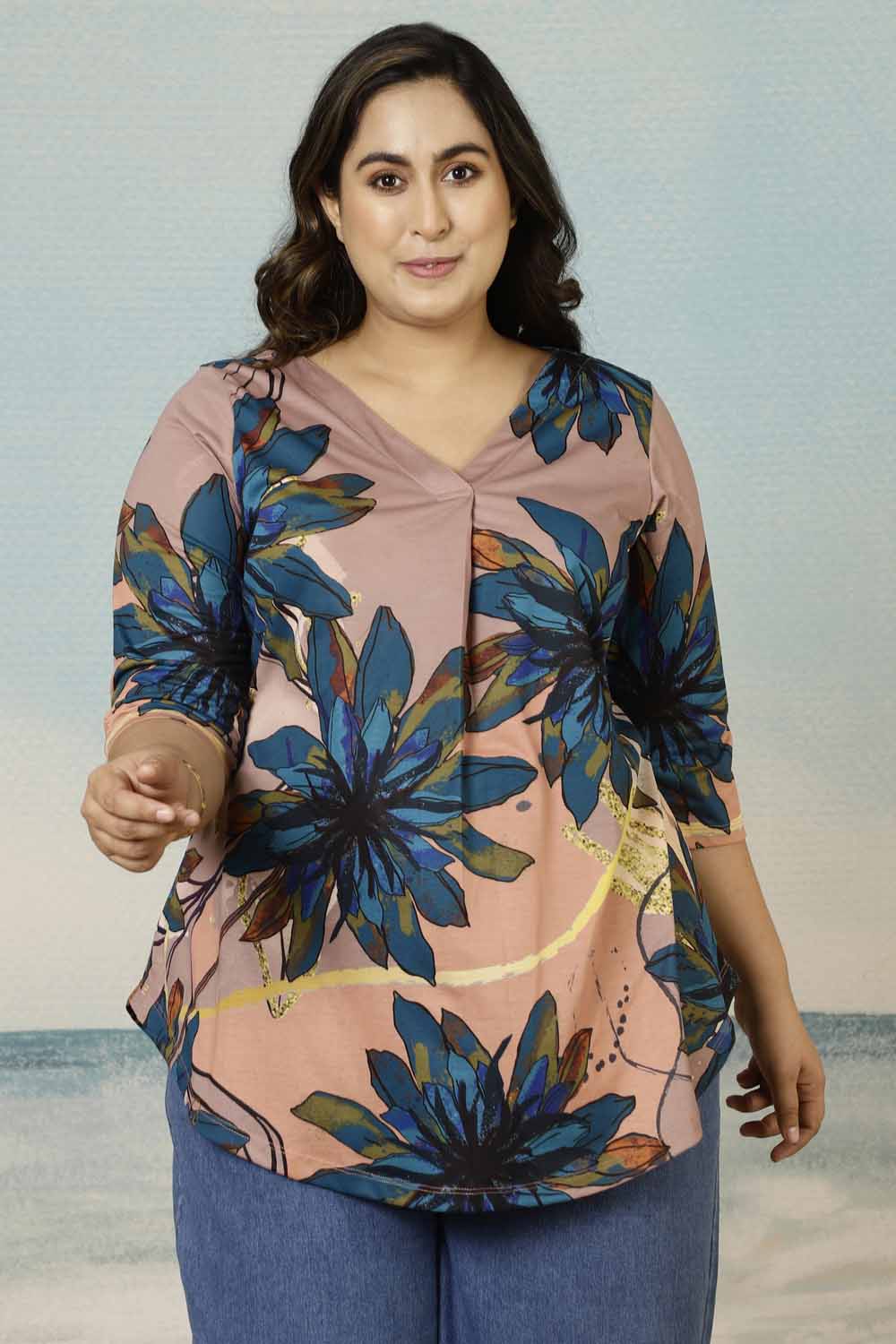 Buy Purple Floral Plus Size Top