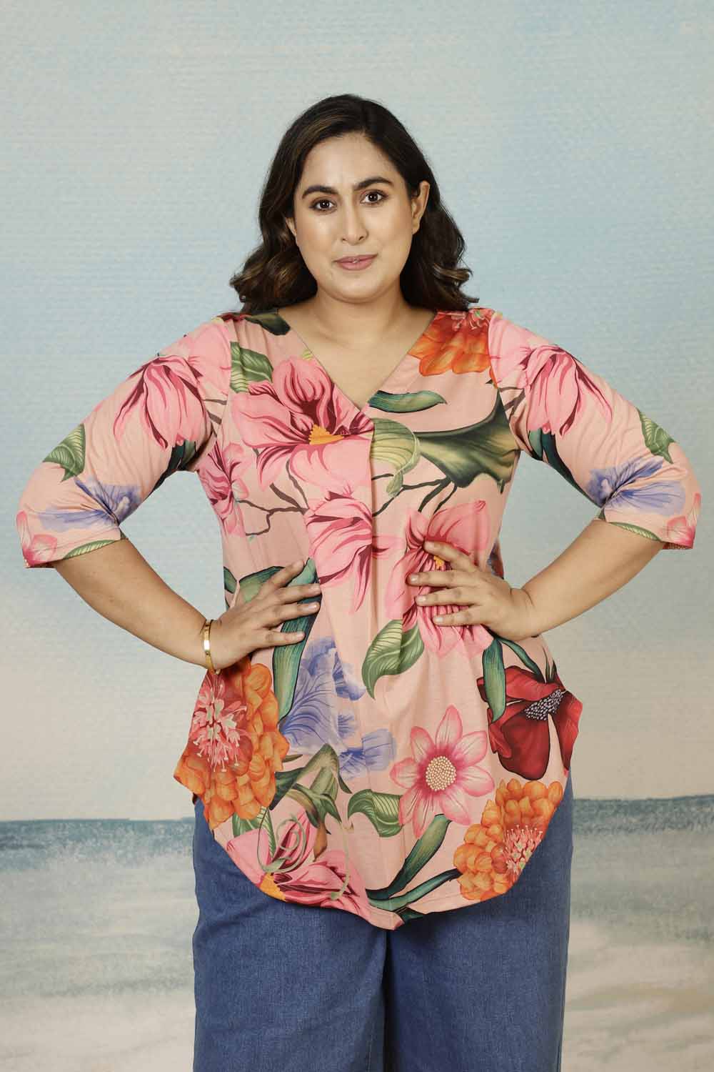 Pink Floral Plus Size Top