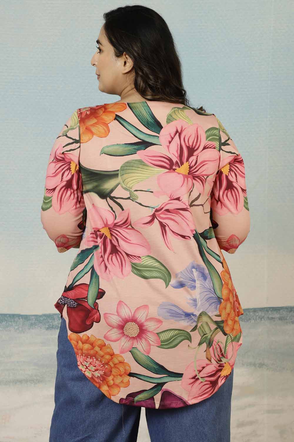 Pink Floral Plus Size Top