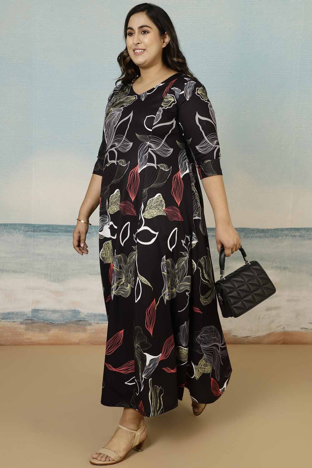 Buy Black Floral Plus Size Dress