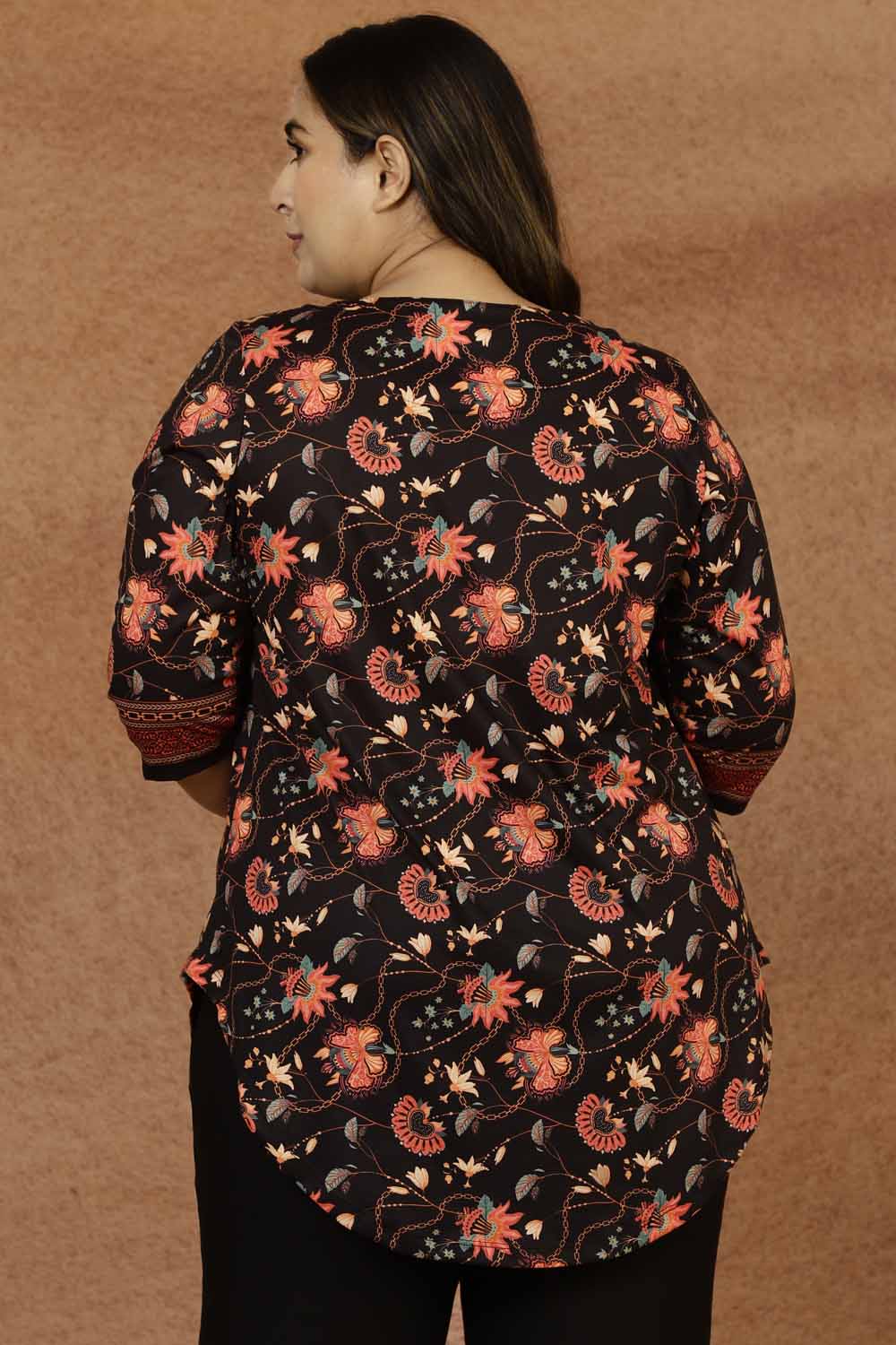 Black Luxe Floral Plus Size Top