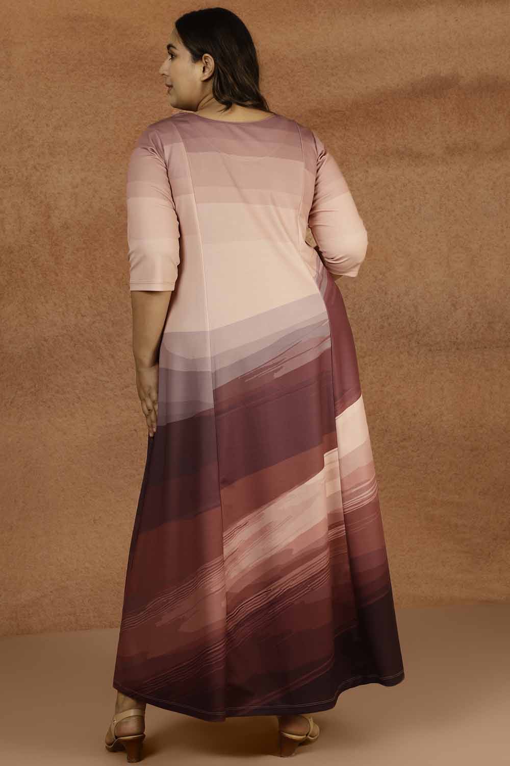 Comfortable Purple Ombre Plus Size Dress