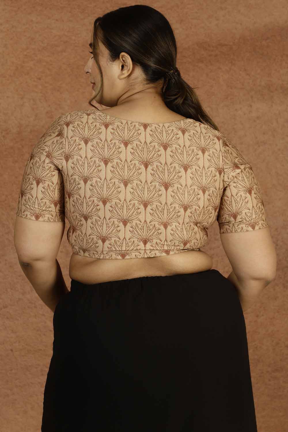 Comfortable Plus Size Golden Pattern Readymade Blouse