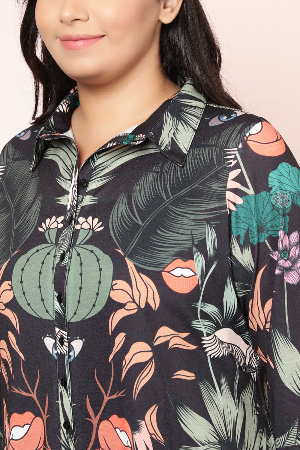 Quirky Wildlife Black Kurta cum Shrug