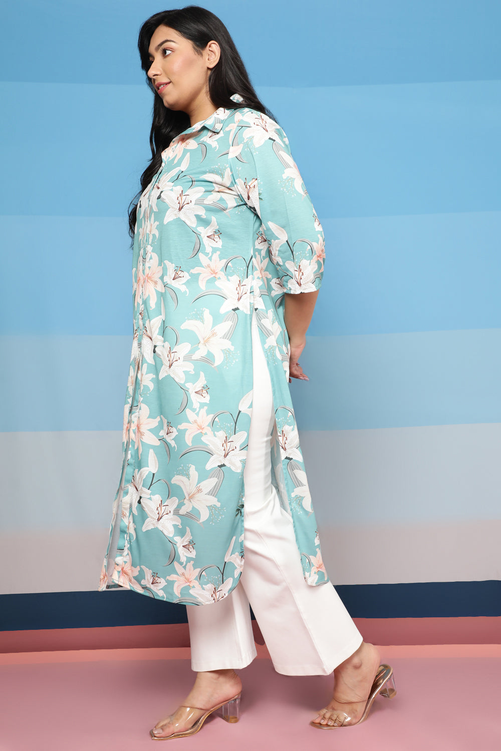 Green Lillies Kurta cum Shrug