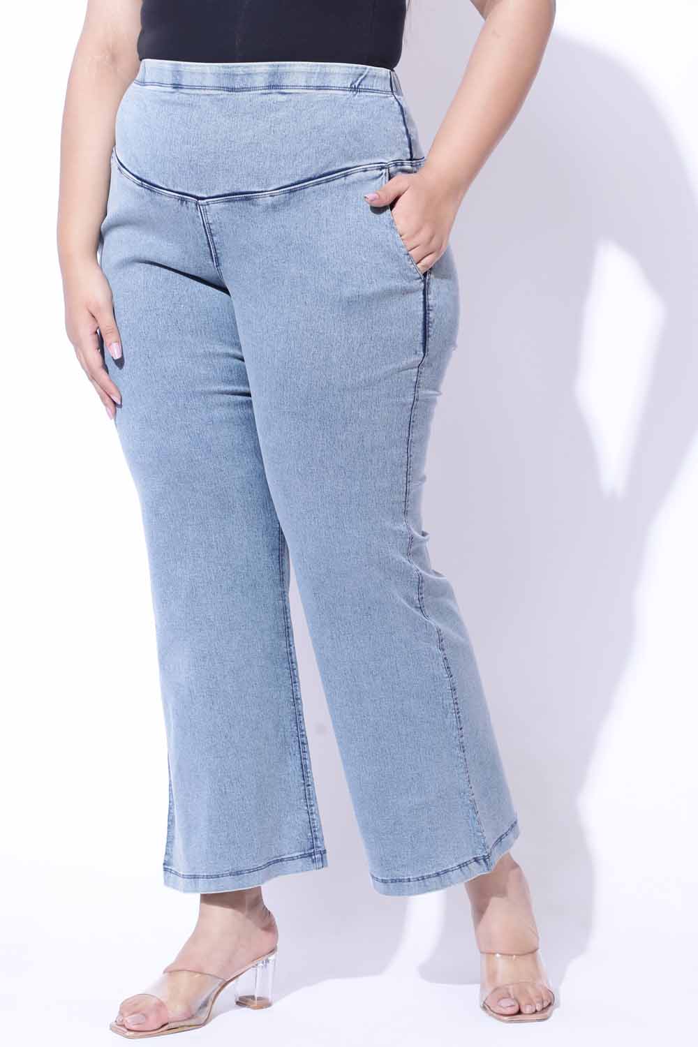 Comfortable Plus Size Tortoise Blue Flare Jeans