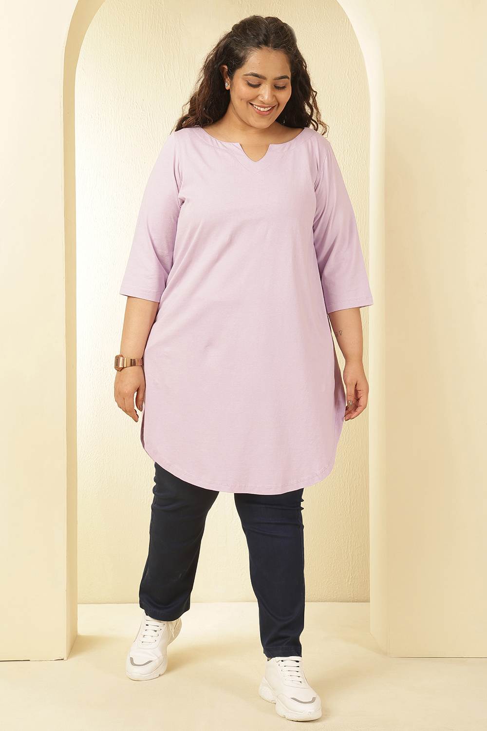 Plus Size Lavender Longline Tshirt for Women