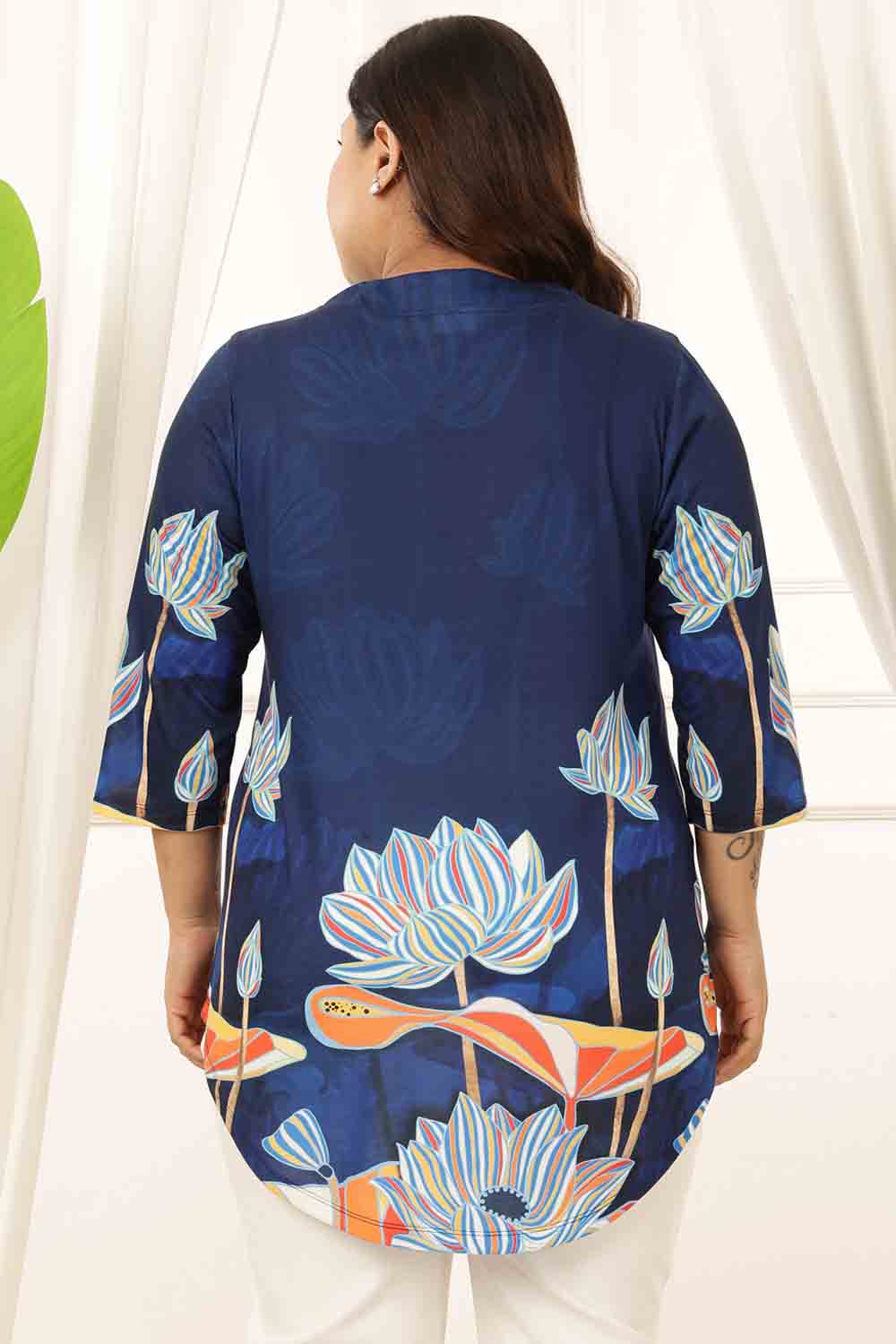 Plus Size Blue Floral Top