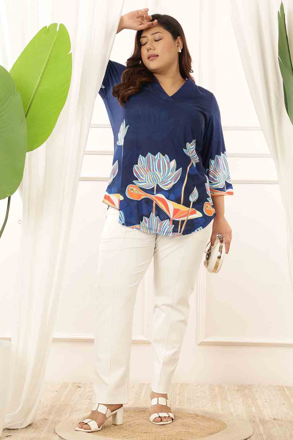 Buy Plus Size Blue Floral Top