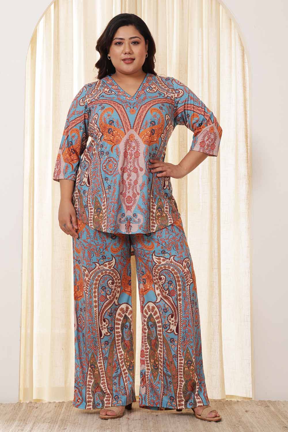Buy Plus Size Multicolor Top Coord Set