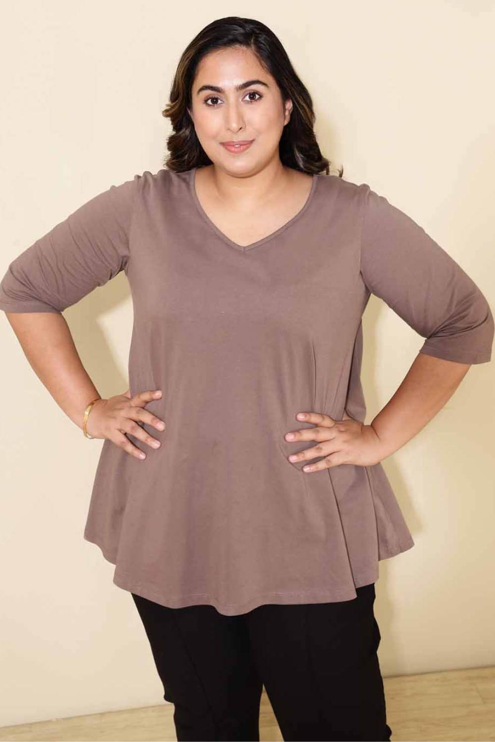 Plus Size Brown A line Tshirt