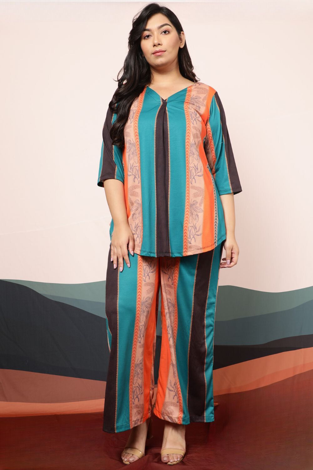 Buy Plus Size Ethnic Striped Coord Set