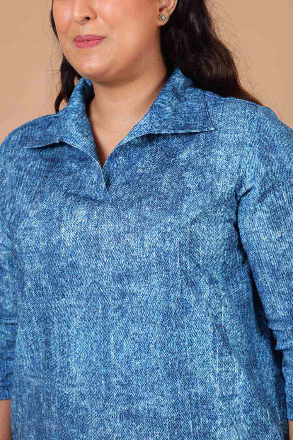 Comfortable Denim Wash Shirt Dress