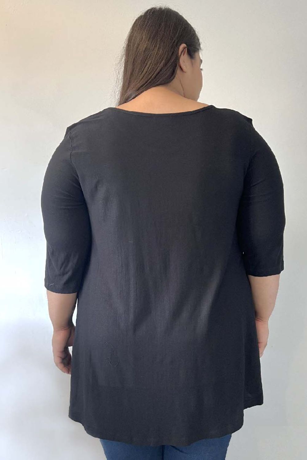 Comfortable Self-Design A-Line Plus Size Black Top