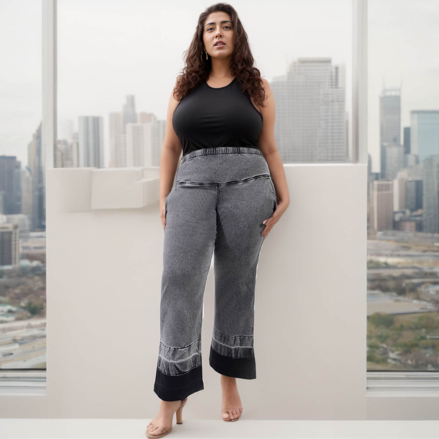 Ash Black Designer Flare Jeans