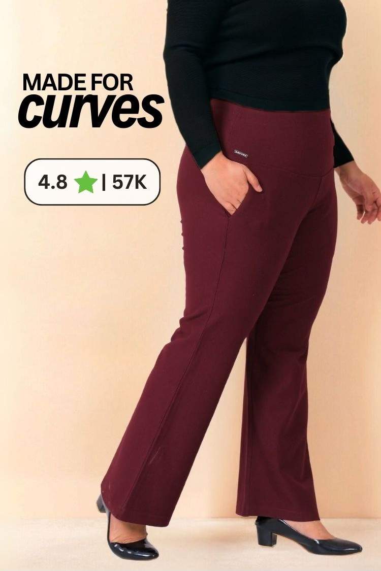 Plus Size Wine Red Tummy Shaper Bell Bottom Online in India Amydus